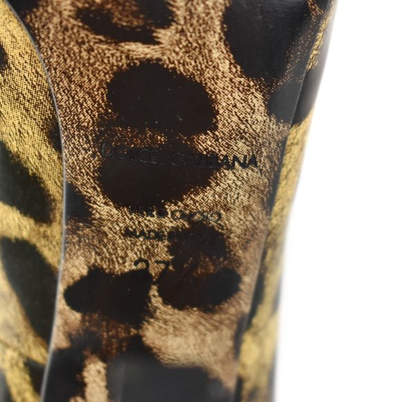 DOLCE & GABBANA: Brown Leather Leopard Print Heels - Picture 10 of 10